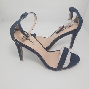 Ankle Straps Denim Heels NEW